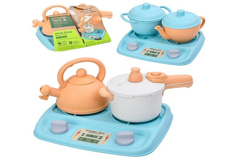 Набір посуду HG-3034-35 (48шт) плита, кастуля, чайник, 2 кольори, в карт.обгортці, 23-19-12см