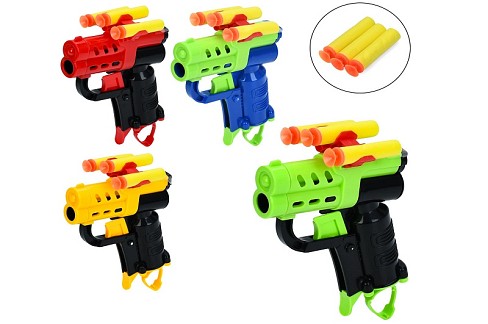 Пістолет MH-400-01A (240шт) 10см, м'які кулі-присоски 3шт, мікс кольорів, 13-15-3см