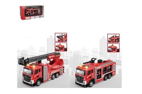 Пожежна машина MKS-X0002/0003 метал.інерц.батар.муз.світ.дим.відкр.дв.бризкає водою.2в.кор.27*8,5*14