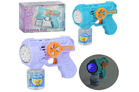 Мильні бульбашки 333-50 (48шт) пістолет, 16см, світло, запаска 7-4,5см, 2 кольори, в кор-ці, 16,5-13