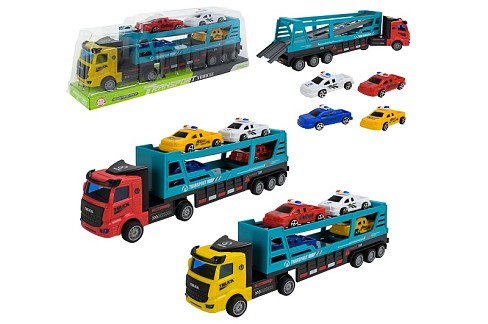 Трейлер  арт. 666-6 (72шт/2)  2кольра,4машинки в наборі, короб. 35*7*13см