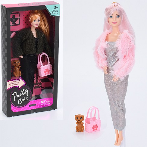 Лялька YY2137J (80шт) 29см, шарнірні руки, сумка, собака, 2 види, в кор-ці, 16-32,5-5см