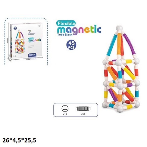 Конструктор магнітний CH1452 гнучкий 45дет.кор.26*4,5*25,5 /36/
