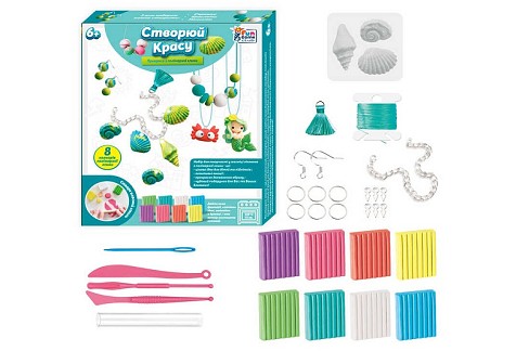 Набір полімерної глини 38406 (36) 4FUN Game Club", 8 кольорів глини, форми, фурнітура, ланцюжок, ел"