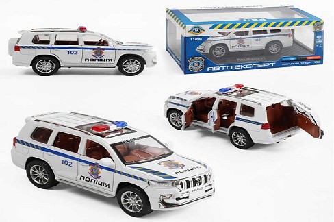 Машинка 41952 (24/2)Авто Експерт","Поліція",металопласт,1:24,інерція,2 режими,на батарейках,дверцят"
