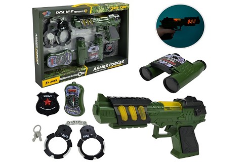 Військовий набір арт. 649-10 (36шт/2) пістолет, рація, наручники, у короб.,37*27,5*5см