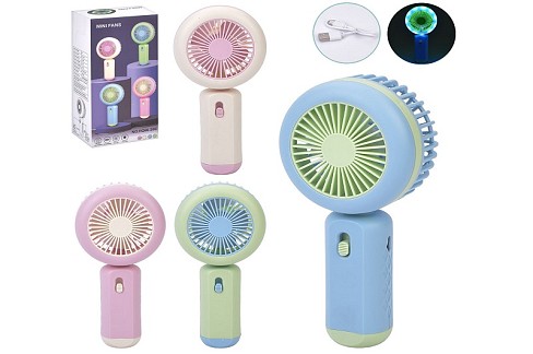 Вентилятор MK 5614 (36шт) 15см, світло, 2 режими, акум, USBзарядне, 4 кольори, в кор-ці, 8,5-16-4см