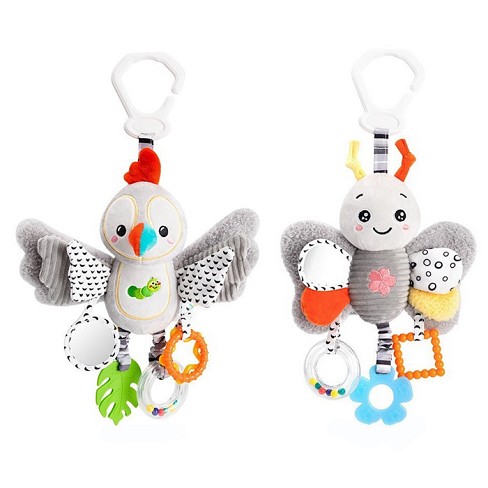 Підвіска м'яка XA27A-B (26шт) 37см, прорізувач, шуршить, пискавка, брязкальце, плюш, 2 види(пташка,