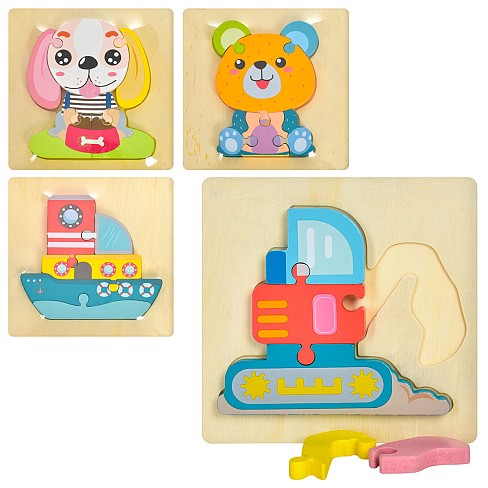 Дерев'яна іграшка Пазли MD 1855 (50шт) мікс видів, 1ящик-1вид, кул., 15-15-1 см.