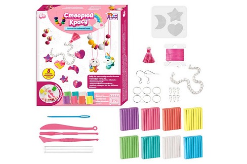 Набір полімерної глини 76948 (36) 4FUN Game Club", 8 кольорів глини, форми, фурнітура, ланцюжок, ел"