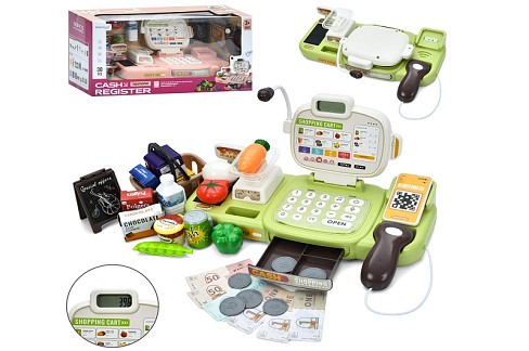 Касовий апарат 889-310-311 (9шт) 30,5-14-16см,калькулятор,сканер, звук(англ), ваги,продукти, корзина