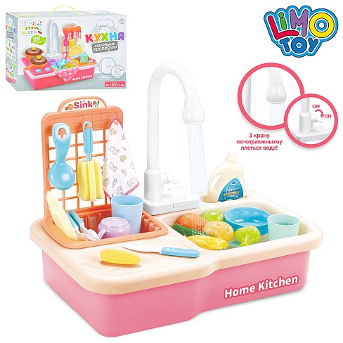 Кухня WD-R24 (18шт) мийка (ллється вода), 39,5-24,5-34см, посуд, продукти, 20предм, на бат-ці, в кор