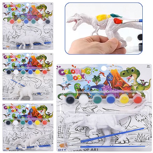 Набір для творчості MK 5490 (60шт) динозавр, від 14см, фарби 6шт, пензлик 2шт, 4 види, бліст, 19-19-