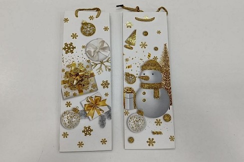 Пакет Пляшка Новорічний 35*12*9см. Вертикальний(12/840) RS-0444