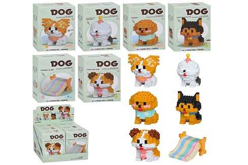 Конструктор W1526 (288шт) собака, від 170дет, в кор-ці, 6шт(6видів) в дисплеї, 16,5-12-13см УПАК6шт
