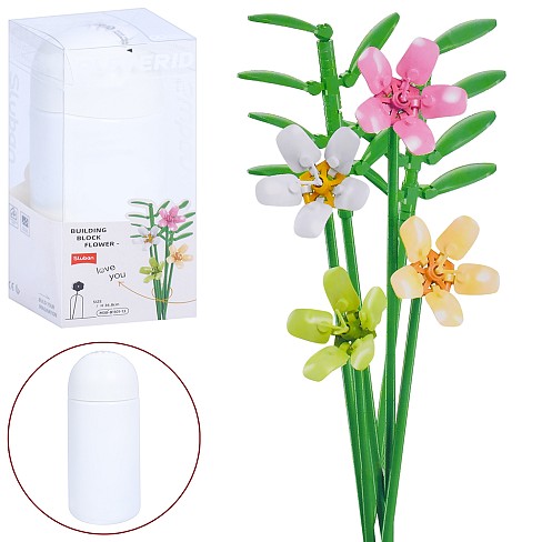 Конструктор SLUBAN M38-B1101-13 (32шт) квіти, фрезія, 36,8см, колба, в кор-ці(слюда), 9,5-22-9,5см