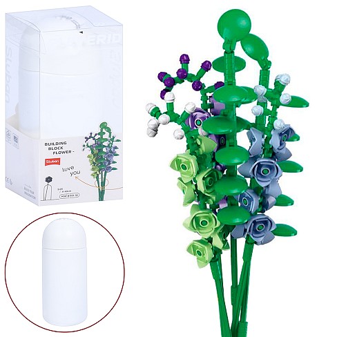 Конструктор SLUBAN M38-B1101-18 (32шт) квіти, дельфініум, 40см, колба, в кор-ці(слюда), 9,5-22-9,5см