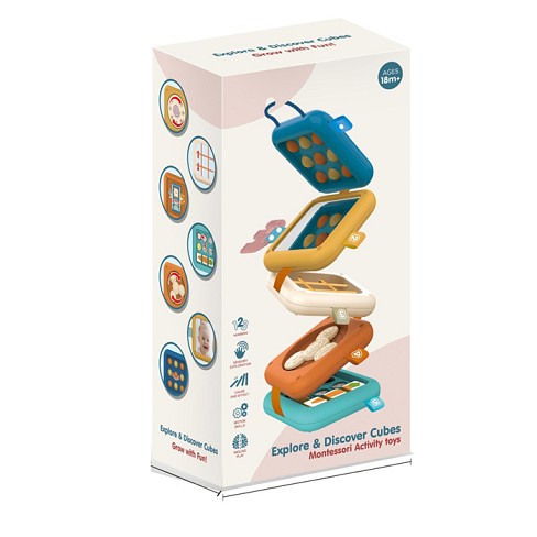 Гра MT033584 (24шт) развиваюча, бізікуб 10см, (5 частин, 58-10см, підвіска), прорізувач, 2 кольори,