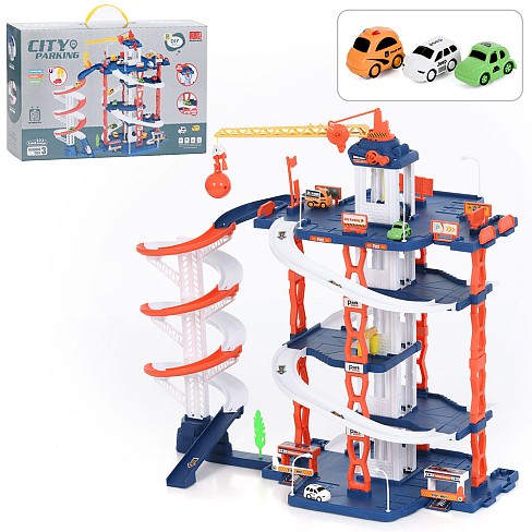 Гараж A333-255G (12шт) 5 поверхів, ліфт (механічний), кран (механічний, магнитний крюк), машинки 3шт