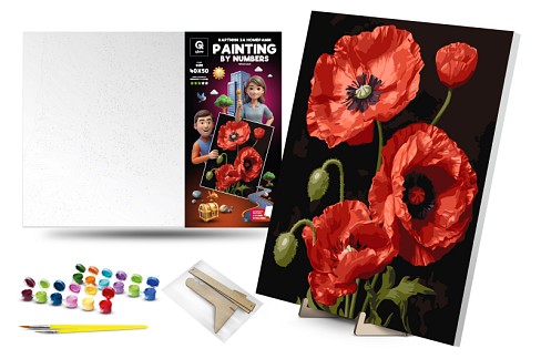Картина по номерах QB900-028 Червоні маки" 40х50см"