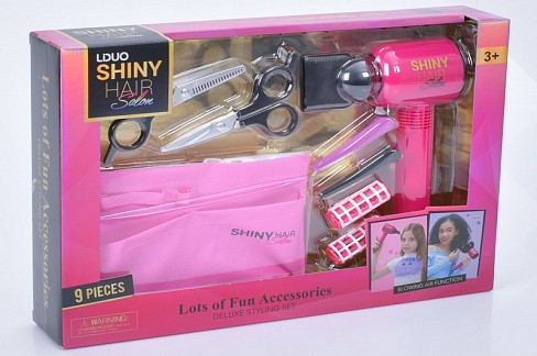 Набір перукаря 626009 (24) функціональний фен, насадка, ножиці, заколки, бігуді, накладна кишеня, в