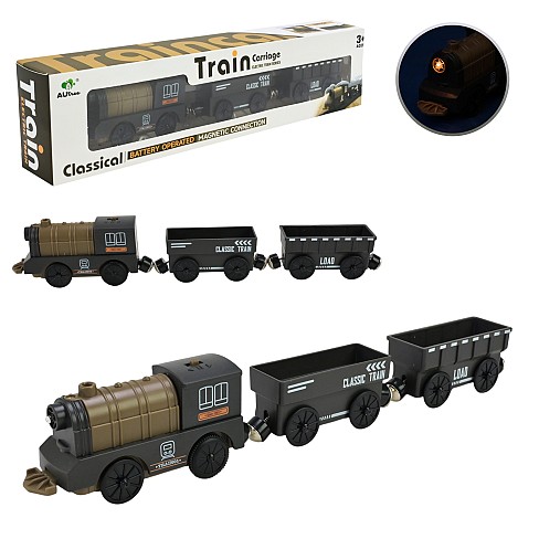 Іграшка поїзд батар арт. AU8880, магнітні вагончики, у коробці 34,6*8,1*5см