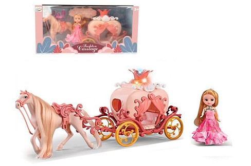Карета 1922C (20шт) 41см, музика, світло, лялька 16см, аксесуари, на бат(табл), в кор-ці, 45-23,5-14