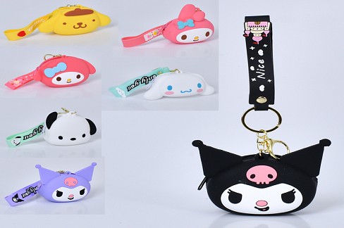 Гаманець KM2493-25 (156шт) KR, 7-6-4см, брелок 11см, 1 відділення, застібка-блискавка, силікон, коро