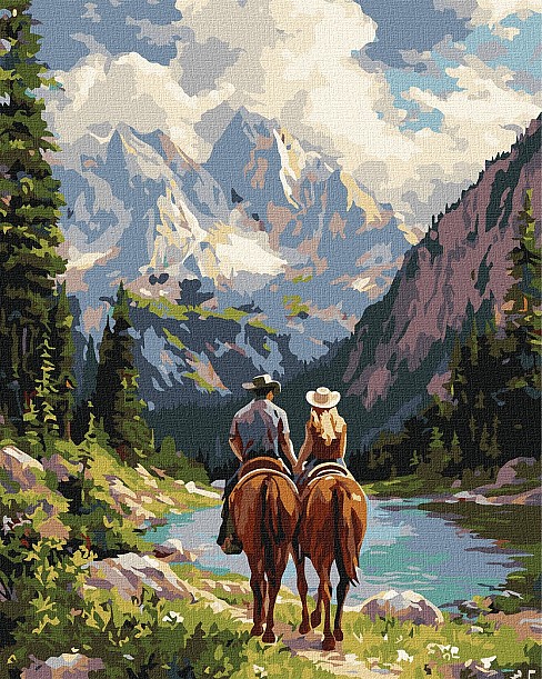 Картина по номерах Пара вершників у горах" 40х50см  KHO8710"