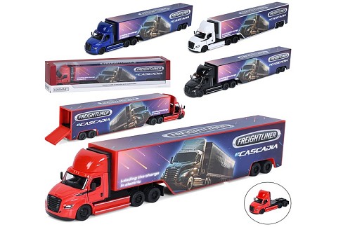 Трейлер KT1303W (12шт) метал, інерція, 32см, відчиняються двері,гумові колеса, 4кольори,в кор-ці, 34