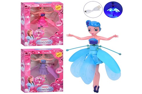 Лялька 8018 (96шт) літаюча фея, 19см, акум, реагує на руку, світло, USBзарядне, 3 види, в кор-ці, 16