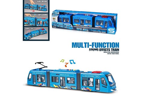 Трамвай JS164B (12шт) інерц, 40см, 1:16, звук, світло, відчиняються двері, на бат(табл), в кор-ці, 4
