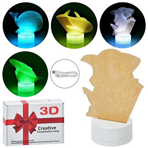 Нічник FG240822001Q (40шт) 3D світильник, 16см, світло-різнокольорове, 4 види(морські мешканці), на