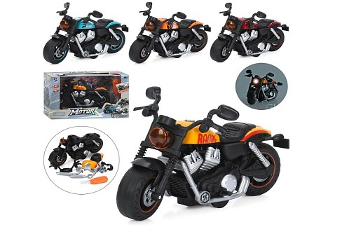 Конструктор 8080P-9-10-11-12 (48шт) на шурупах, мотоцикл, 21см, інерц, музика, світло, викрутка, 4 в