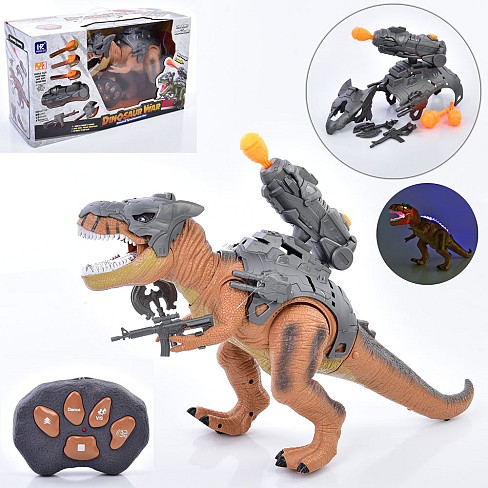 Динозавр F208 (12шт) д/к(ІЧ), 46см, стріляє, 3 кулі-пластик, музика, звук, світло, ходить, рухливі д