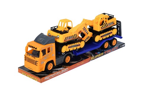 Трейлер 826-C1 (48шт) інерц, 29,5см, будтехніка 2шт, рухливі деталі, у слюді, 40,5-14,5-10см