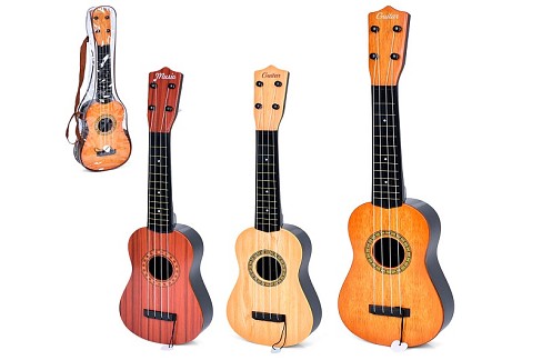 Гітара 368-3C (60шт) 54см, 4 струни, медіатор, 3 кольори, у чохлі, 55-17-6см