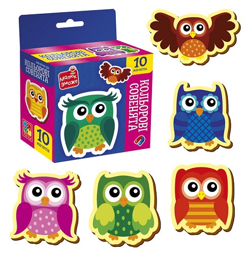 Гра розвиваюча Vladi Toys набір магнітів. Кольорові совенята" VT3106-38"