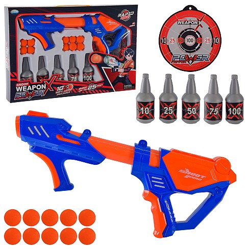 Зброя помпова арт. 669A-5 (36шт/2) поролонові кульки, мішені, короб. 49*6,5*32,6см