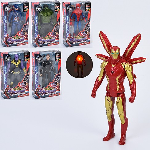 Фігурки для гри 1873ABCDEF (96шт) AV, супергерой, 18см, світло, рухливі руки та ноги, 6 видів, на ба