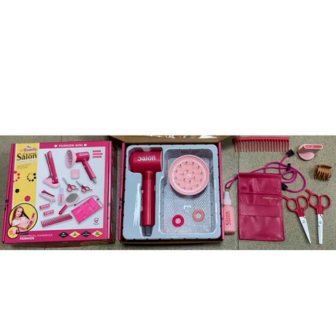 Набір аксесуарів 181-10 (28шт) набір перукаря, фен 22см-повітря,  ножиці, резинки для волосся, гребі