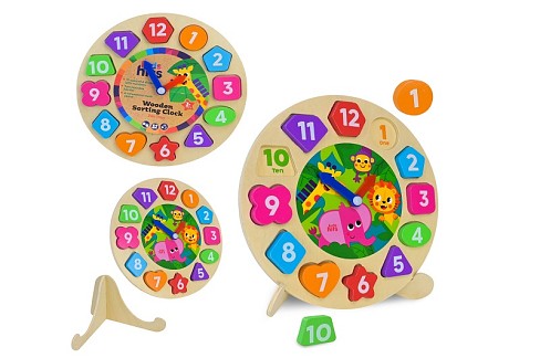 Іграшка дерев'яна KidsHits арт. KH20/036 (60шт) годинник-сортер 21*21*1,25см