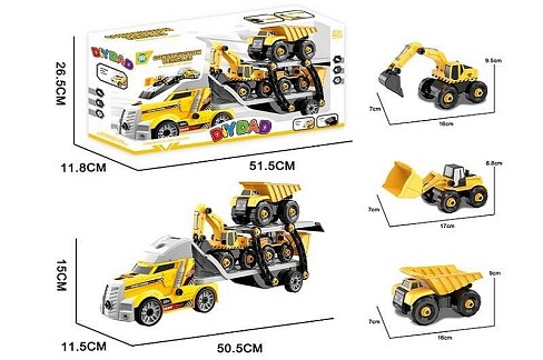 Трейлер MY 4104 (18) “Спецтехніка”, звук, підсвічування, 3 будівельні машинки, конструктор, викрутка