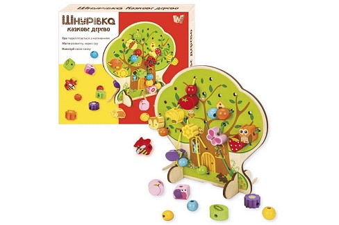 Шнурівка дерев`яна 43929 (24) WToys", фігурки, намистини, шнурок, дерево, в коробці"