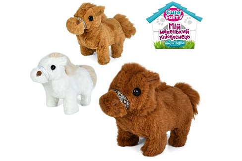 М'яка іграшка YG0262 (50шт) конячка, 17-22-9см, звук, ходить, 3 кольори, на бат-ці, у пакеті