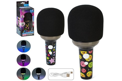 Мікрофон MIC630B (12шт) 21см, акум, світло, змінює голос, Bluetooth, AUXвх., USBзарядне, мікс видів,