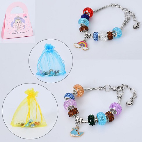 Набір для творчості FT2037 (84шт) браслет, намистини, метал+пластик, мікс видів, в кор-ці, 16-17,5-4