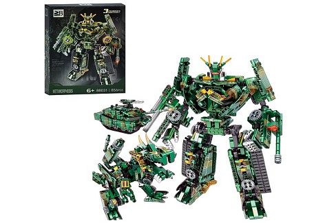 Конструктор 88031A (12шт) 3в1(робот, динозавр, танк), 856дет, в кор-ці, 29,5-40,5-9,5см