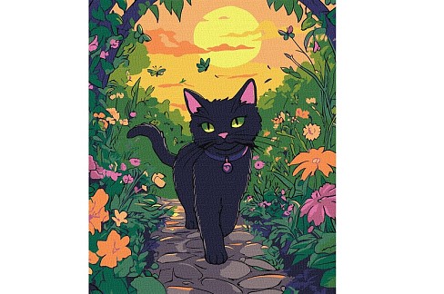 Картина по номерах для дітей Котик у саду" 30x40см  KHO6805"