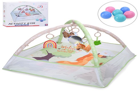 Килимок для немовляти 304 (8шт) 75-51см, 2в1(манеж 75-75см), 2 дуги, підвіски 5шт(пискавка, дзеркало